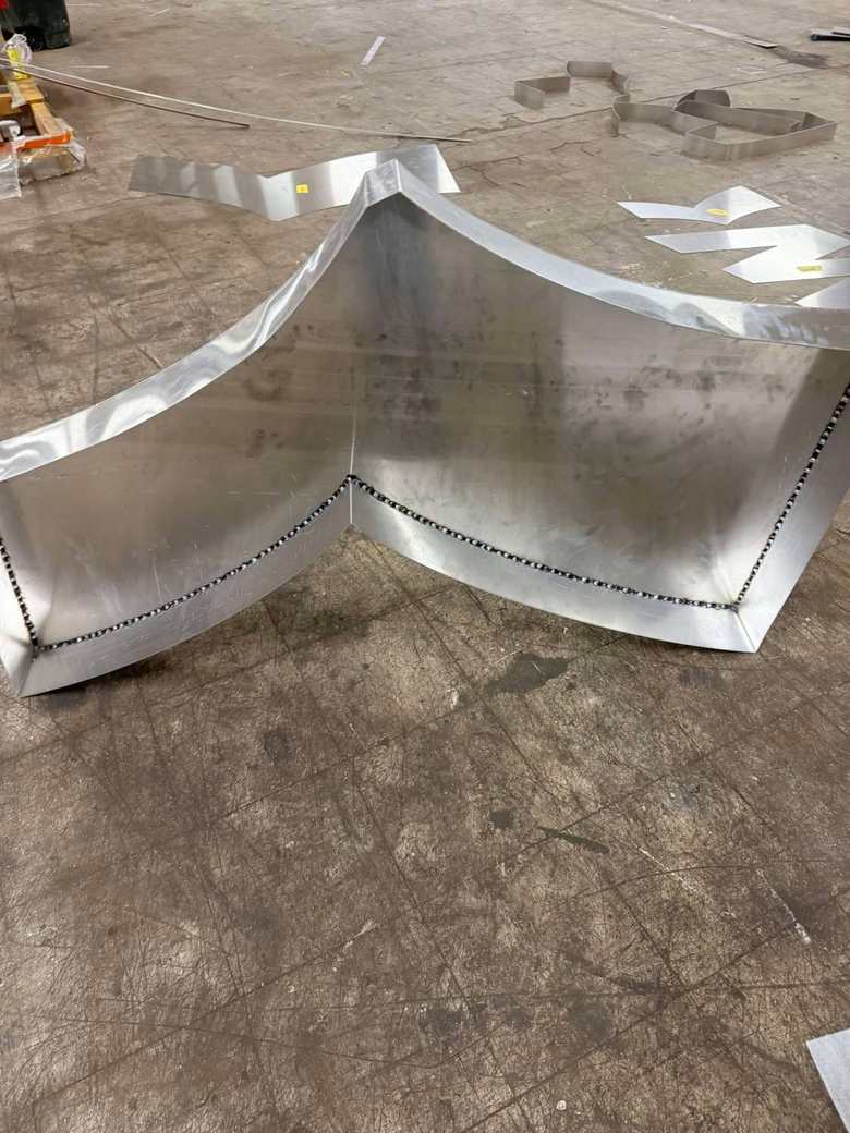 Welded aluminum letter returns for custom sign fabrication in Louisiana