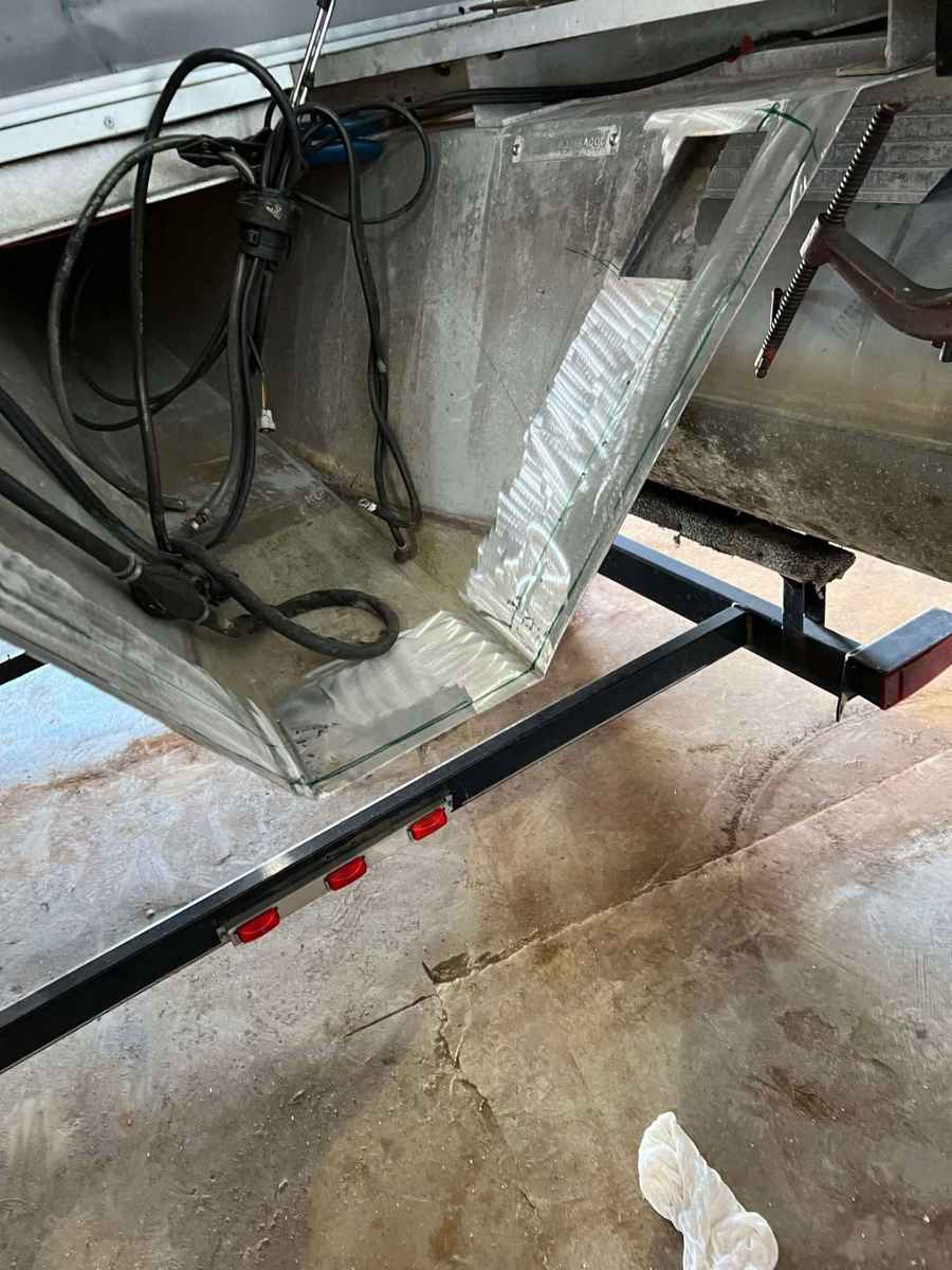 Aluminum storage box compartment welded into a custom build at the Bunkie, Louisiana fabrication shop